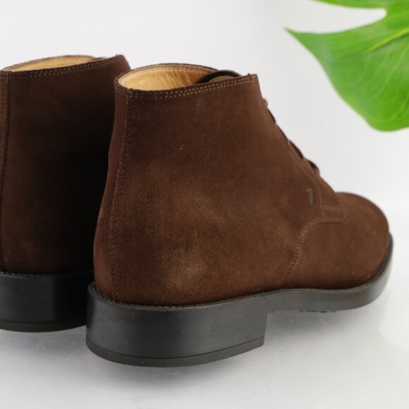 TODS Mens Chukka Boots Size 10 Brown Suede Lace Up Plain Toe Comfy Dress Shoes - Picture 6 of 13